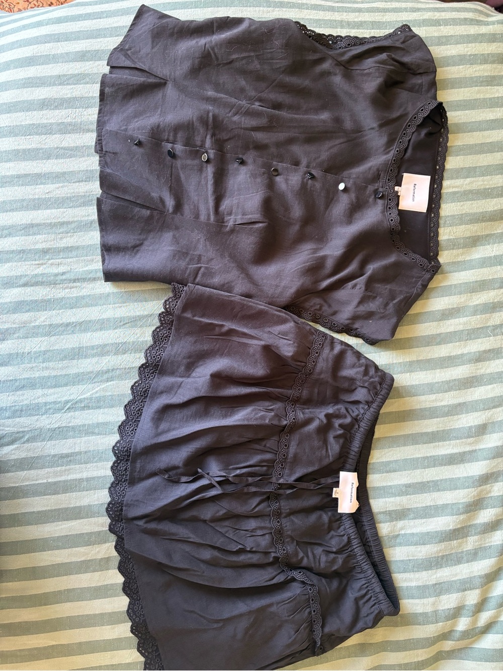 Reformation Valetta Two Piece Matching Skirt Set in Black | size 2 - Picture 2 of 2